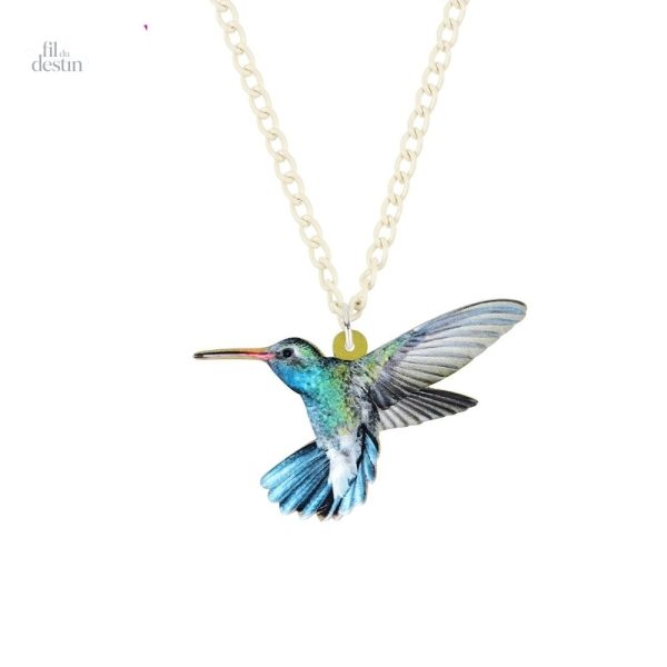 Pendentif colibri coloré, symbole de porte-bonheur