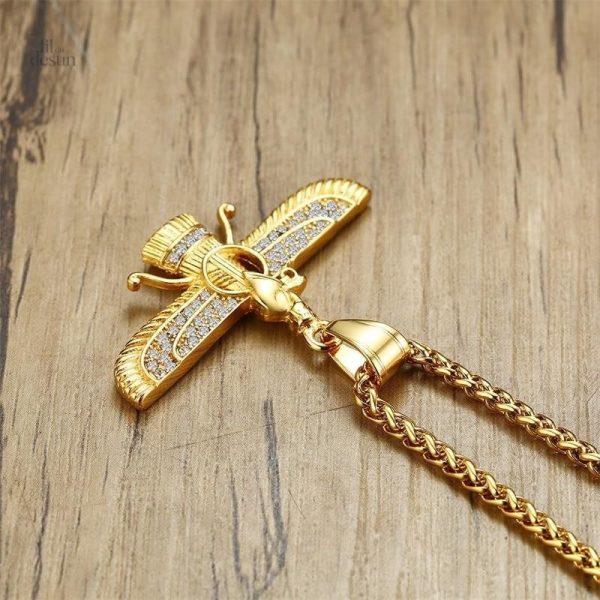 Pendentif porte-bonheur en forme de Faravahar, inspiration spirituelle
