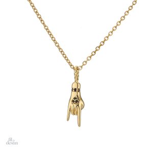 Pendentif porte-bonheur mano cornuto en métal argenté