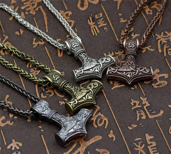 Pendentif en métal Mjolnir, talisman de protection viking