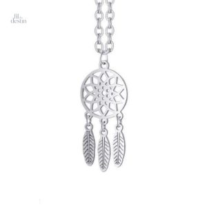 Pendentif porte-bonheur attrape-rêve avec plumes
