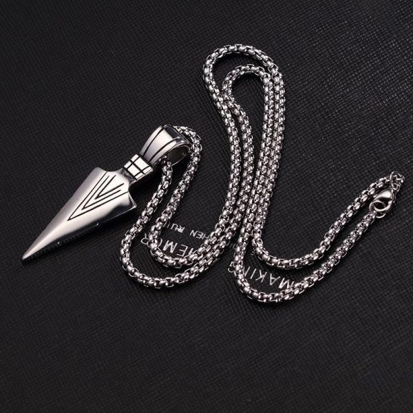 Pendentif flèche stylisée, amulette porte-bonheur en métal
