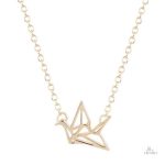 Pendentif origami grue porte-bonheur en métal