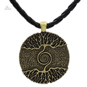 Pendentif Yggdrasil, design spiralé inspiré de la mythologie nordique
