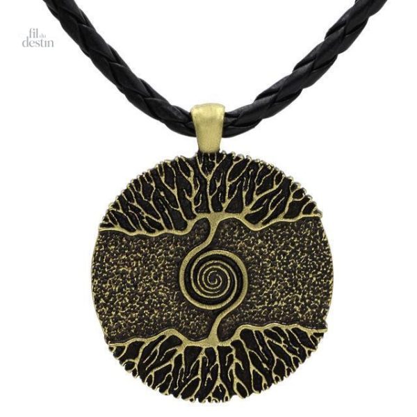 Pendentif Yggdrasil, design spiralé inspiré de la mythologie nordique