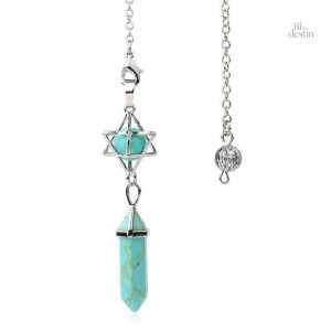 Pendule de radiesthésie Merkaba en cristal naturel