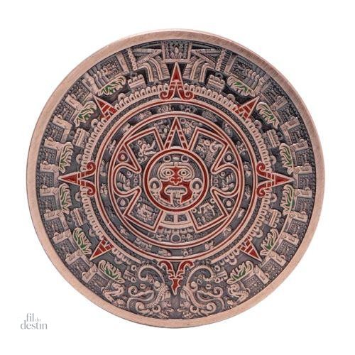 Pièce commémorative du calendrier maya en métal argenté