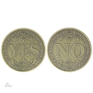 Pièce de décision "oui-non" en métal argenté, porte-bonheur