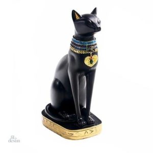 Statue de chat noir égyptien, symbole de chance et de protection