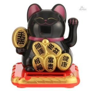 Figurine de chat porte-bonheur, Maneki Neko en position heureuse