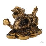 Porte-bonheur en forme de dragon d'or, globe inclus