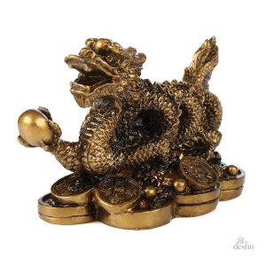Porte-bonheur en forme de dragon d'or, globe inclus