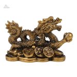 Statuette vietnamienne dragon doré, attrait mystique