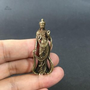 Porte-bonheur Feng Shui en forme de Guan Yin en cuivre