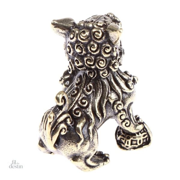 Décoration Feng shui, statuettes de chiens fu en métal précieux
