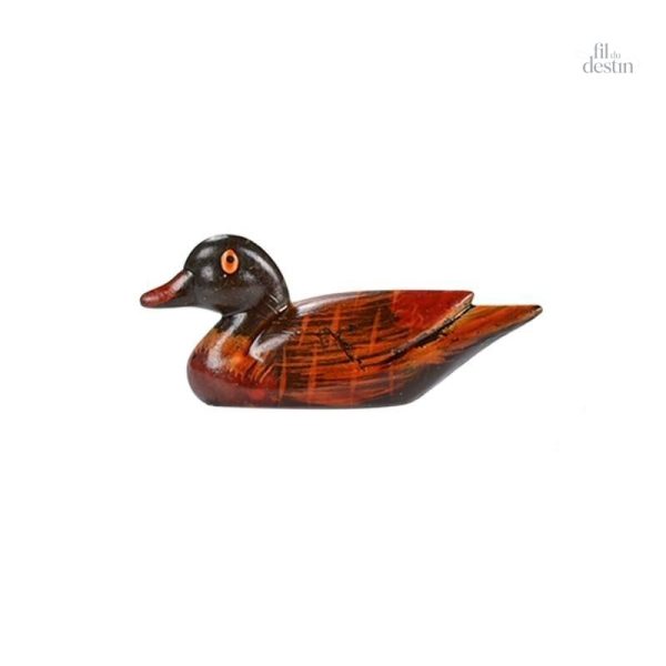 Décoration feng shui : statuette en bois canard pour attirer la chance