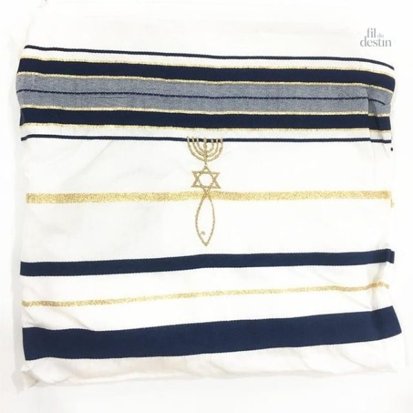 Porte-bonheur juif : Talit ornée de motifs spirituels